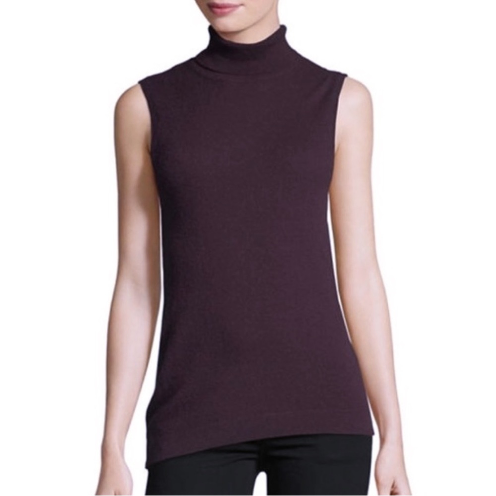 Neiman Marcus Cashmere Collection Sleeveless 100% Cashmere Turtleneck